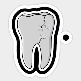 Damaged Tooth Sticker vector illustration. Healthcare and medical objects icon design concept. Dentist tooth object sticker logo design. Sticker